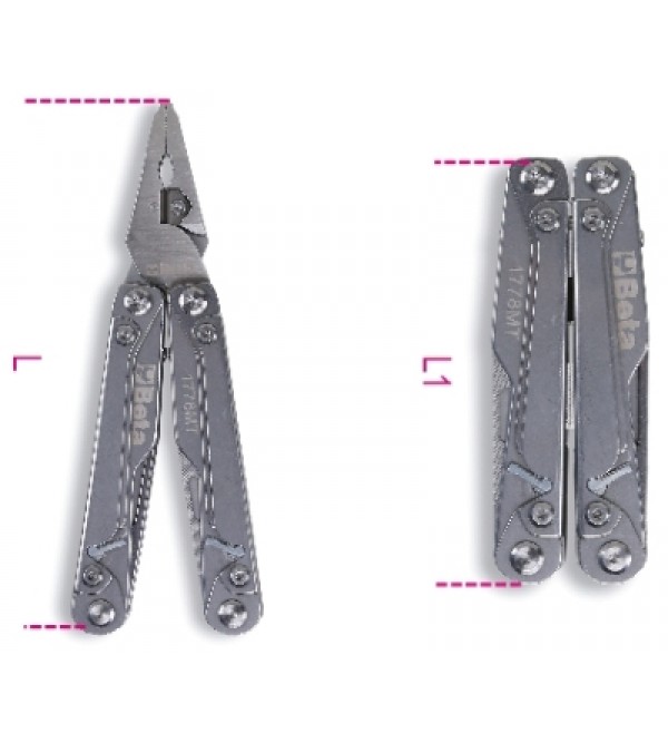 Utensile multiuso con 9 utensili e 11 inserti in un unico  per soddisfare 22 funzioni di utilizzo.